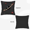 thumbnail image 6 of Set of 2 18x18in Throw Pillow Covers - Celestial Design like Planet and Vibrant Red & Orange Stars on Black Background, 6 of 8