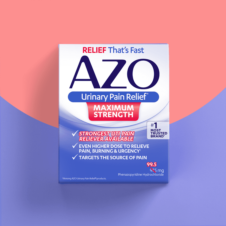 AZO Maximum Strength Urinary Pain Relief, UTI Pain Reliever, 24 Tablets -  Walmart.com