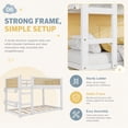 thumbnail image 6 of Mirightone Wood Low Twin Over Twin Bunk Bed with Rattan Guardrail, Low Floor Bunk Bed with Storage Shelves (White), 6 of 7