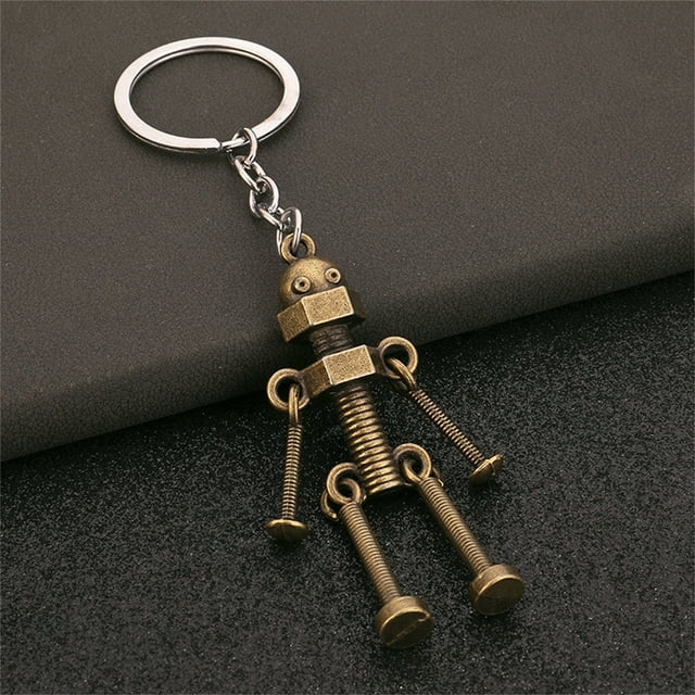 Mechanical Robot Keychain Movable Joint Screw Car Design Key Holder For Men Backpack Wallet Pendant