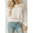 thumbnail image 2 of Timeless and Versatile: White Solid Color Pointelle Knit Sweater with Puff Sleeves - [ZhiHiMeRi] | (US 18-20)2XL,White, 2 of 7