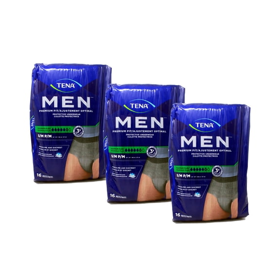 TENA Incontinence Underwear for Men, Protective, Medium/Large 16 ea (Pack of 3)