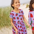 thumbnail image 4 of WOYY Girl's Strawberry Print Short Sleeve Play Dress Summer Casual Cute Dress, Sizes 1-7, 4 of 8