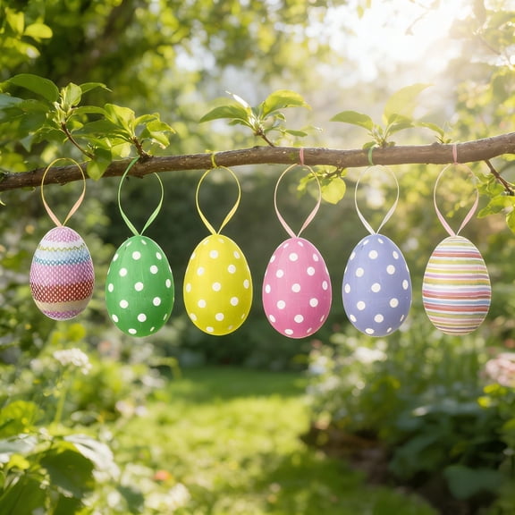 Upgraded 30pcs Easter Hanging Eggs - Colorful Paper Easter Eggs - Easter Tree Ornaments For Party Birthday Home Decor Indoor Supplies K