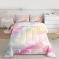 thumbnail image 2 of jejeloiu Watercolor Cartoon Nebula Full Size Comforter Sets,Kawaii Moon Stars Print Bedding Sets For Girl Reversible 3 Pieces, 2 of 8