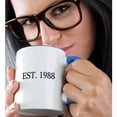 thumbnail image 2 of 3drose, Est. 1988 - Established in 1988 - Personal Birth Year. Personalized Year You Were Born - Black Text, 15oz Two-tone Blue Mug, 2 of 6
