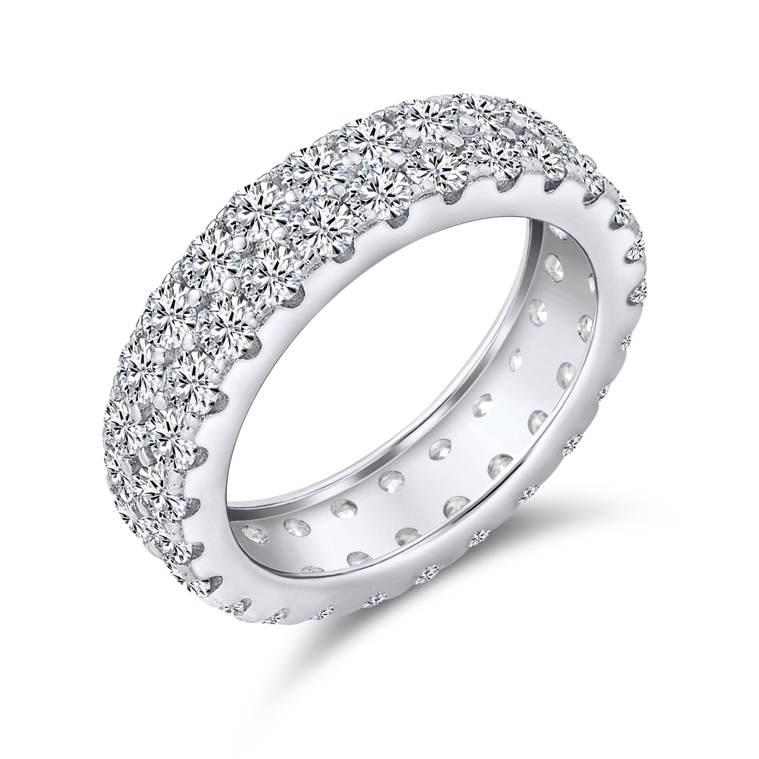 Eternity Ring Cross Rings Paved Blue Zirconia Tiny CZ Wedding Band Women Jewelry