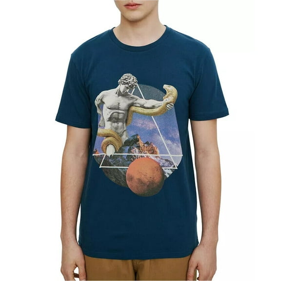 elevenparis Men's Need My Space Graphic Tee in Majolica Blue-Size Small