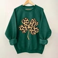 thumbnail image 2 of St Patricks Day Outfits for Women Leopard Shamrock Print Shirts Drop Shoulder Crewneck Sweatshirt Pullover Tops Irish Long Sleeve Green Shirt Women, 2 of 3