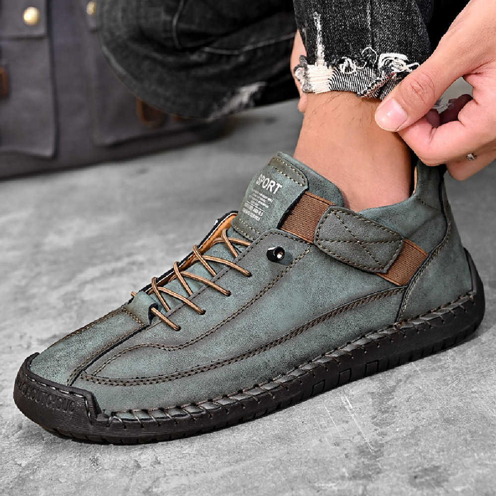 Mens Business Casual Shoes Comfortable Fashion Sneakers Lightweight Hiking Shoes Breathable Outdoor Shoes Green 7.5 US