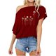 thumbnail image 1 of Moda mujer casual manga corta un hombro tops tops estampados blusa Pompotops hfajkhk133118, 1 of 5