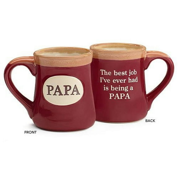 Papa Best Job Ever Porcelain Burgundy Coffee Tea Mug Cup 18oz Gift Box