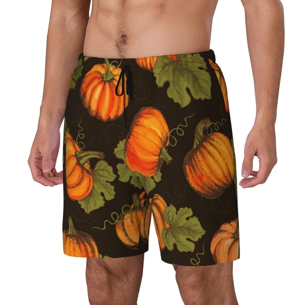Fotbe Orange Pumpkin Traje de Baño para Hombre – Shorts de Natación de Secado Rápido con Forro y Bolsillos-XX-Large
