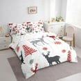 thumbnail image 3 of Manfei Rustic Reindeer Print Bedding Comforter Set 7 Pieces, Christmas Snowflake Full Bedding Set, Teen Kid Boy Girl Reversible Fitted Sheet Flat Sheet, Luxury Bedroom Decor, 3 of 7