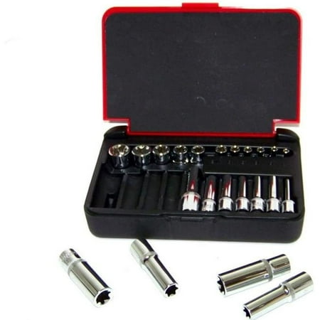 

Socket Sets22 PC 1/4 & 3/8 DR. Female TORX Socket Set Star Socet E4-E10 E11-E18 HetayC