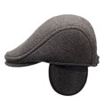 thumbnail image 1 of Gorra plana de invierno para hombre con orejeras, mezcla de lana, estilo Gatsby, 1 of 3