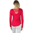 thumbnail image 4 of ToBeInStyle Women's Long Roll-Up Sleeve Ladder-Back Pocket Top - Burgundy - Large, 4 of 7