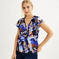 thumbnail image 3 of Women's Nine West Short Sleeve V-Neck Blouse Color: Mineral Black Size: LARGE, 3 of 4