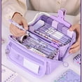 thumbnail image 3 of Bxaolu Cute Pencil Case, Soft Large Capacity Pencil Pouch, Aesthetic Zipper Pencil Bag, Big Storage Pen Organizer for Stationery, Pencil Box Home Office Supplies for Women Men, Purple, 3 of 8