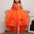 thumbnail image 2 of Akiihool Flower Girl Dress Girls Dress Sequined Mesh Tutu Skirt Flowert Embroidered Dress Dance Performance Dress(Orange,9-10 Years), 2 of 9