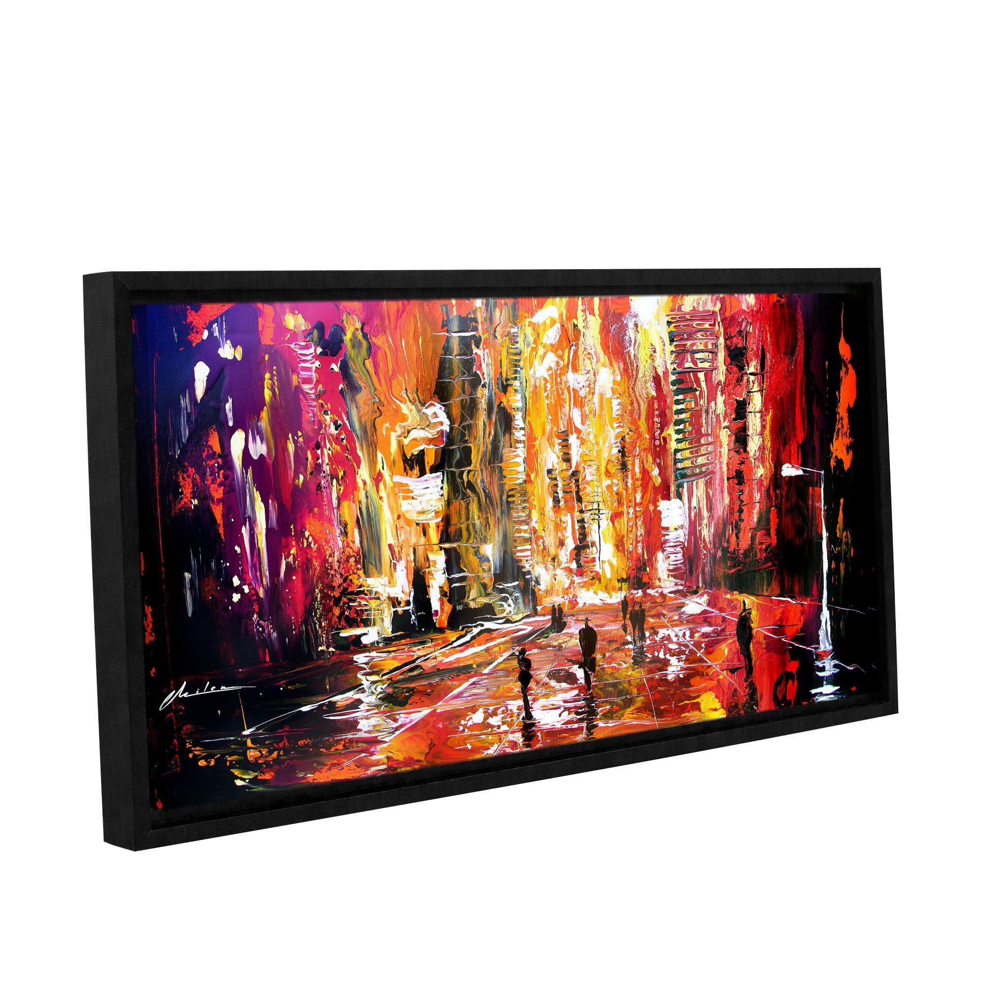ArtWall Milen Tod "Night Life" Gallery-wrapped Floater-framed Canvas