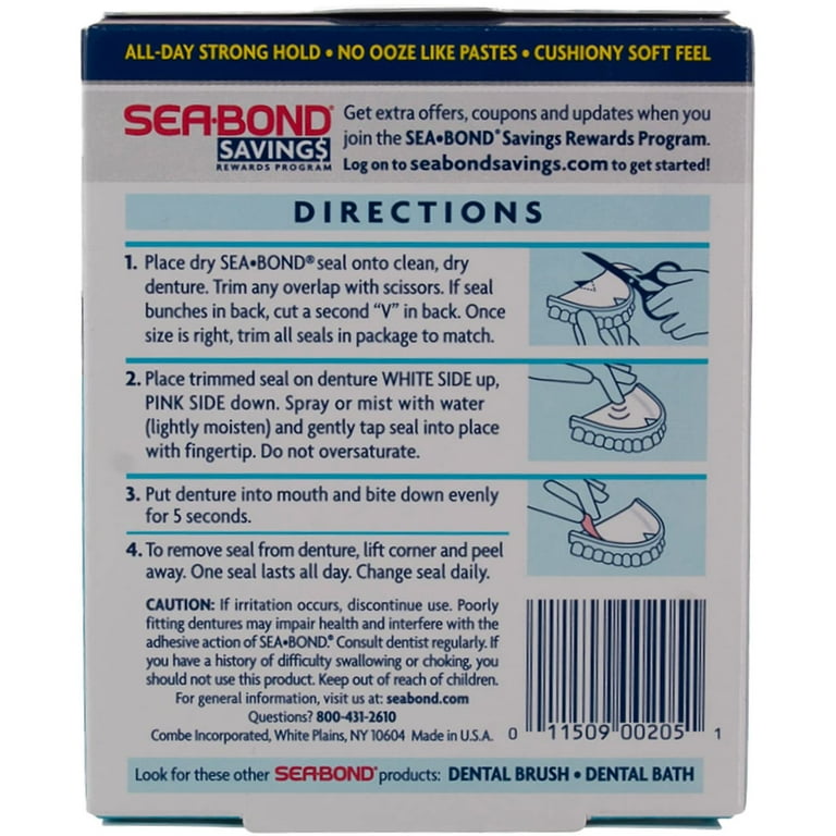 Sea-Bond Denture Adhesive Seals Uppers Fresh Mint - 30 CT Sea-Bond(11509065070):  customers reviews @