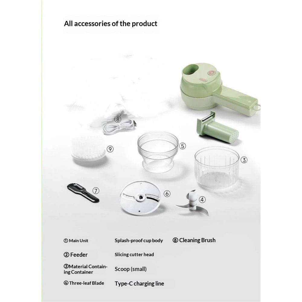 Handheld Electric Vegetable Cutter Set, Multifunctional Mini Electric Grinder Garlic Mud Masher Chopper, Portable Food Processor with Brush, for Garlic Chili Onion Ginger Celery Meat