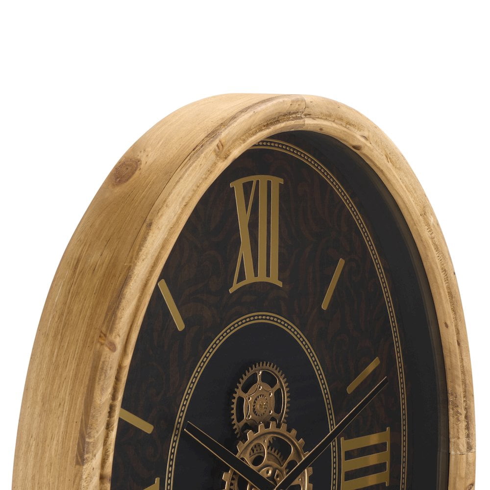 SEI Effi Oval Roman 4 Number Gear Clock/Black/Gold
