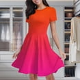 thumbnail image 2 of Redish Pink Gradient Women's Classic Swing Skater Dress Casual Work Party Cocktail Dresses, 2 of 6