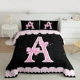 thumbnail image 2 of Manfei Letter A Monogrammed Bedding Comforter Set,Pink Bow Bowtie Twin Comforter Sets,Galaxy Starry Sky Bedding Set For Child,Microfiber Room Decorative Reversible,2-Piece, 2 of 8