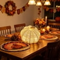 thumbnail image 4 of Hand Woven Rattan Pumpkin LED Lantern, Natural Wicker Pumpkin Light Ornament, Rustic Farmhouse Fall Decor for Halloween Thanksgiving Tabletop Porch Yard Home Holiday Decoration, White, 4 of 5