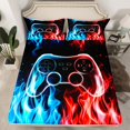 thumbnail image 2 of jejeloiu Teens Gamepad Twin Sheet Sets,Modern Gamer Twin Fitted Sheet,Blue Red Flame Flat Sheet For Boys Kids,Ultra Soft Home Decor,3pcs, 2 of 7