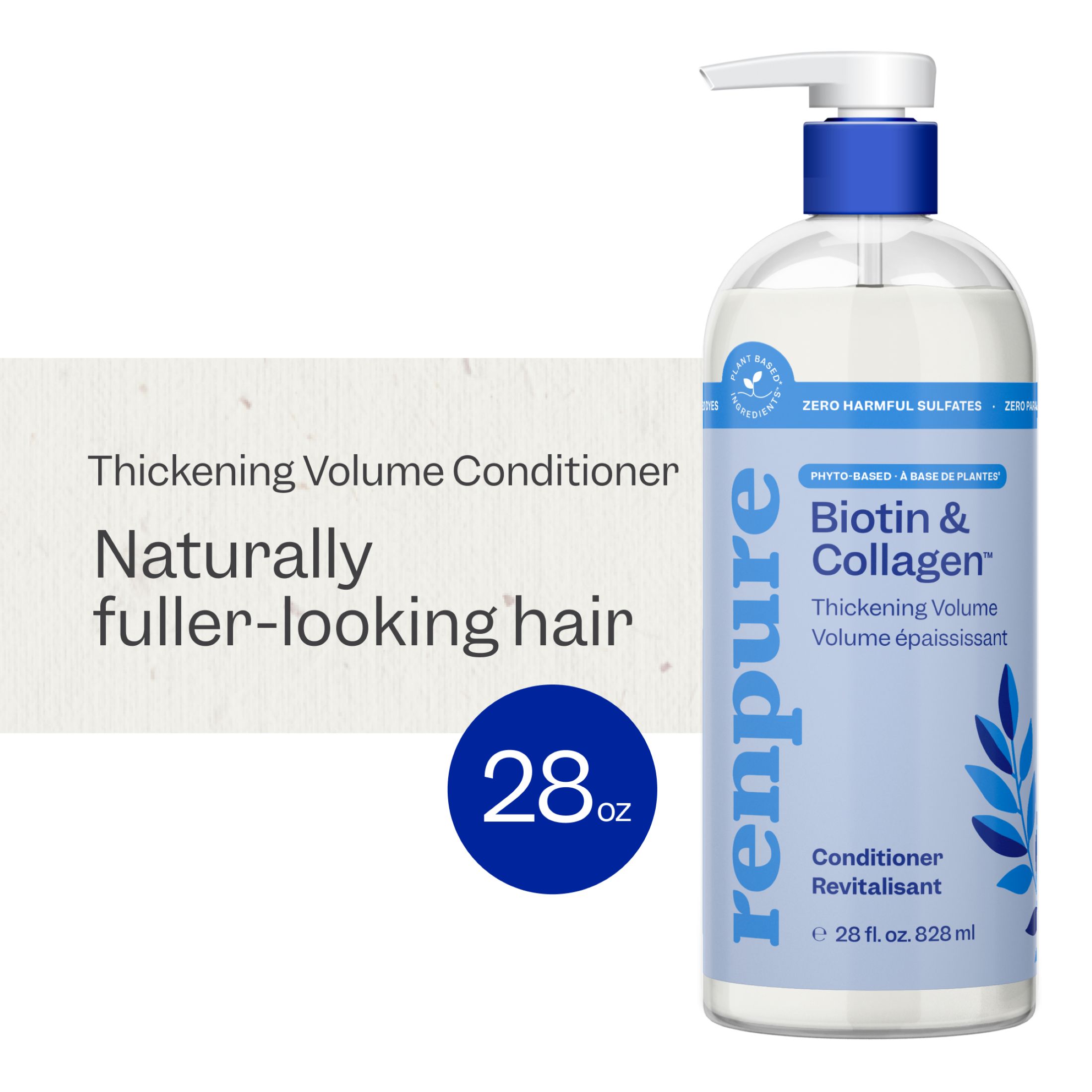 Renpure Biotin & Collagen Thickening Conditioner, for All Hair Types, 28 fl oz