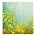 thumbnail image 3 of Ambesonne Nature Shower Curtain, Daisies and Dragonflies, 69"Wx84"L, Green Yellow, 3 of 5