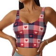 thumbnail image 2 of Haiem Heart Plaid Pattern Womens Sports Bra - U Neck Padded Low Impact Yoga Bra Workout Crop Top Gym Moisture-Wicking Workout Vest -Small, 2 of 9