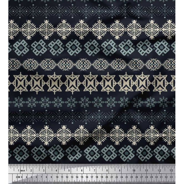 Soimoi Cotton Jersey Fabric Aztec Geometric Print Fabric by Yard 58 Inch Wide