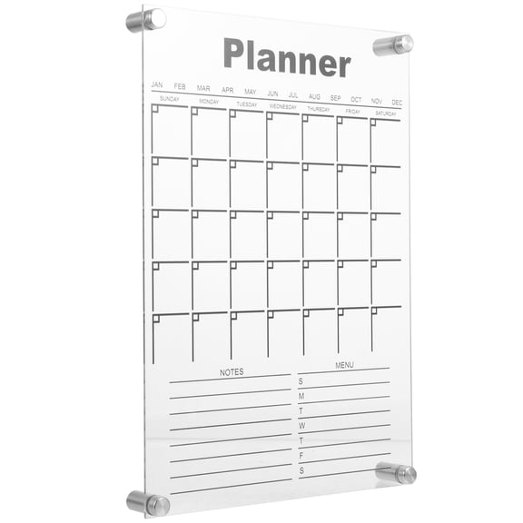 Healifty Decorative Acrylic Wall Calendar White Dry Erase Board Monthly Planner for Home Office Organization