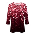 thumbnail image 4 of Resicozy Valentines Shirts For Women 3/4 Sleeve Valentine Day Top 2026 Cute Heart Print Graphic Shirt Crewneck Pullover Wine XL, 4 of 4