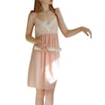 thumbnail image 3 of Faithtur Robe de Pyjama d'Été pour Femmes, Sans Manches à Volants Col en V Dentelle Palais Princesse Douce Adorable Midi, 3 of 7