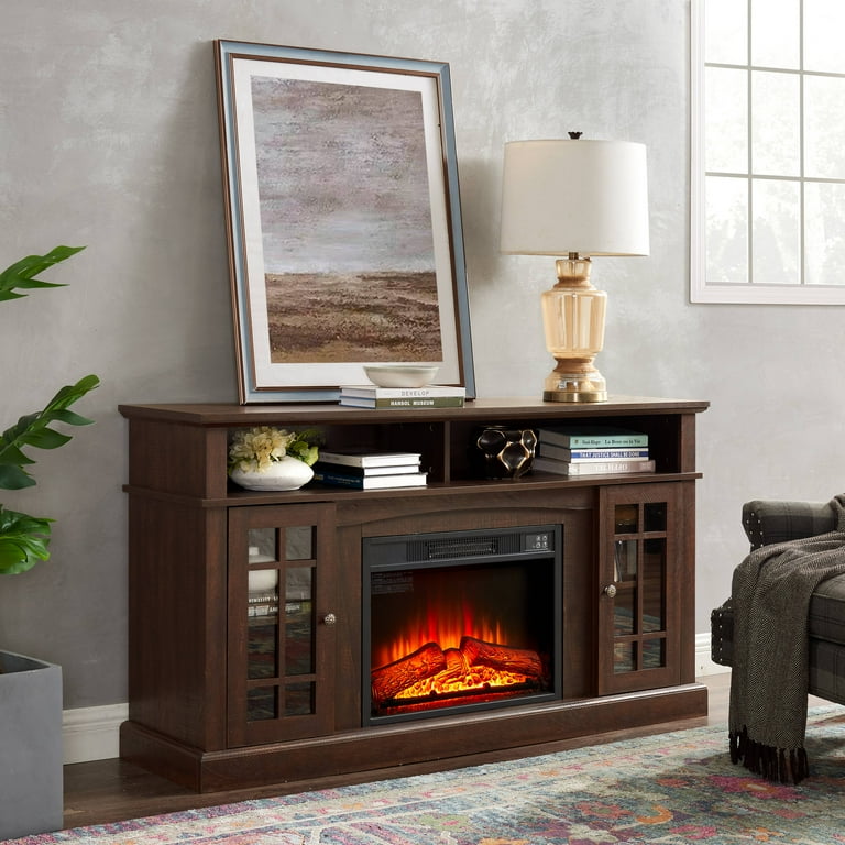 TV Stand with Fireplace, 58 Electric Fireplace Heater TV Stand for 65  TVs, Wood Fake Fireplace Heater, Electric Fireplace Entertainment Center,  Black, TE1043 - Walmart.com