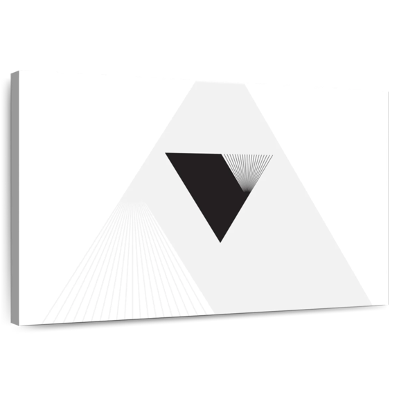Elephant Stock Abstract Triangle Wall Art - Horizontal Canvas Wall Art - Living Room Wall Decor - Abstract Canvas - White And Black Decor - 12" x 8"