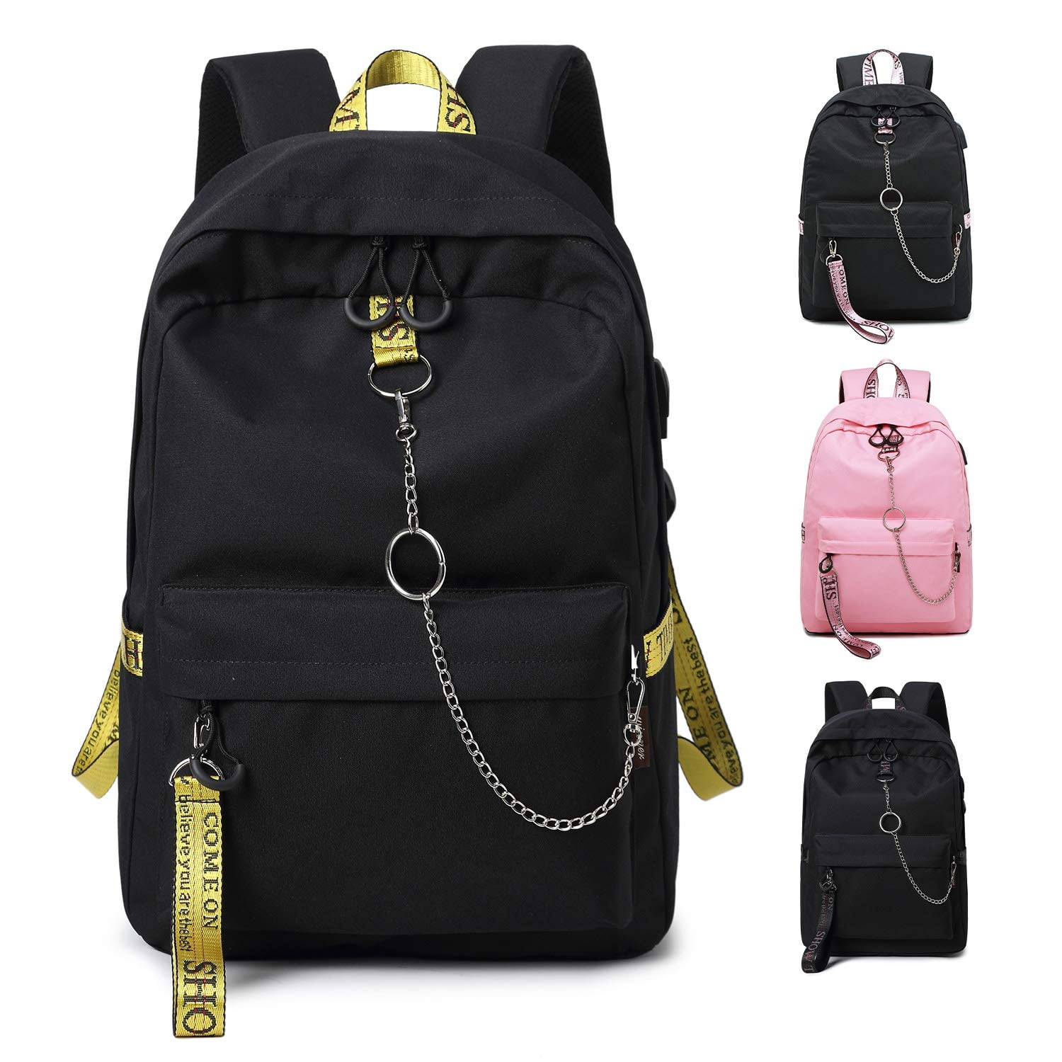 Black and gold backpacks for school sale