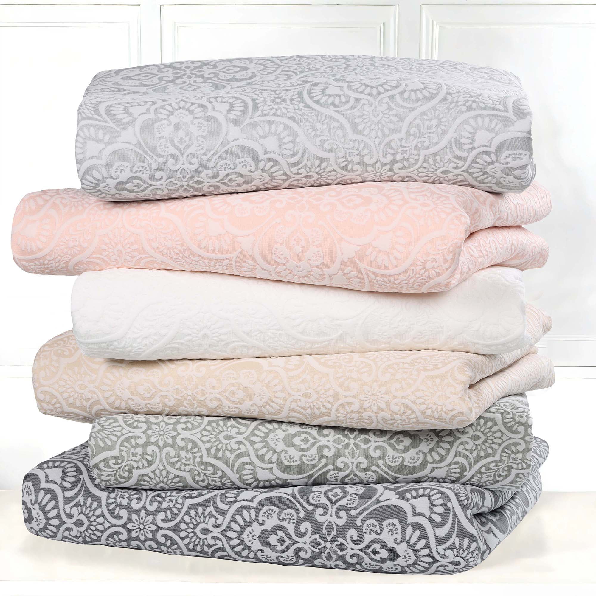 Superior Enzy Floral Matelasse Bedspread and Sham Set, 3-Piece Soft Textured Jacquard Bedspreads, California King, Ivory