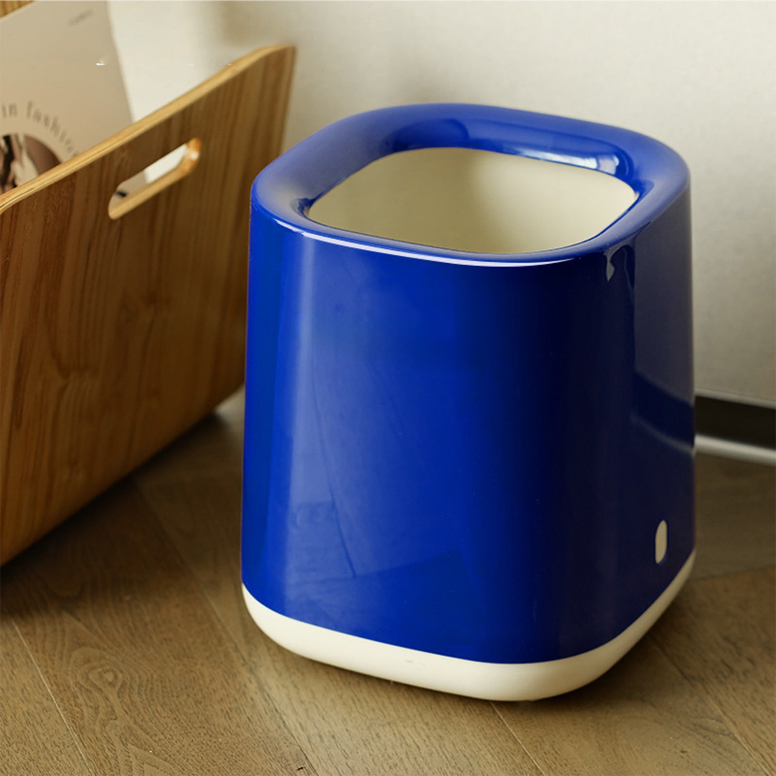 dajkiuy Small Trash Can Wastebasket Garbage Can Container Bins for Bathrooms, Laundry Room, Kitchens, Offices, Kids Rooms, Dorms (Blue，Square)
