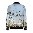 thumbnail image 4 of Summer Stylish Olyvenn Women's Floral Bomber Jacket Long Sleeve Zipper Printed Lightweight Outerwear Light Blue XXXL, 4 of 5