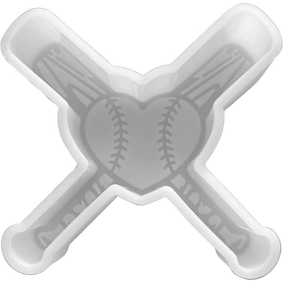 Baseball Heart and Crossed Bats Freshie Mold  Size 4" Wide x 3.75" Long x 1" Deep  Softball Design for Freshie, Soap, Resin, Candles