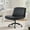 PU+PVC - Black - With Wheels, variant on Office Chair Armless Criss Cross Legged Chair No Wheels, Comfy Home Office Desk Chairs, Adjustable Swivel Padded Fabric Vanity Task Computer Chair