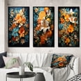 thumbnail image 1 of Designart "Tropical Tangle Orange Blue painting III" Abstract Collages Framed Wall Art Set Of 3 - Multi-Color Collages Frame Gallery Wall Set For Home Decor, 1 of 6