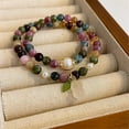 thumbnail image 4 of Natural Colored Tourmaline Bracelet, Lily of the Valley Beaded Bracelet, Hand Carved Lily of the Valley Flower Bracelet, Crystal Beaded Flower Charm Bracelet for Women, 4 of 14
