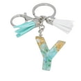 thumbnail image 1 of pstuiky Llavero con borla verde, colgante de cristal, lámina dorada, joyería de piedra, colgante, bolso, llavero, 1 of 2